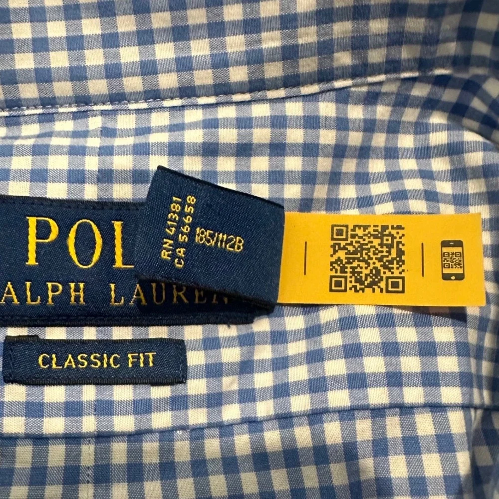Polo Ralph Lauren Mens XL Classic Fit Gingham Button Down Shirt Blue White Pony